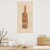 Bordeaux Wine Word Flasche Poster (Küche)