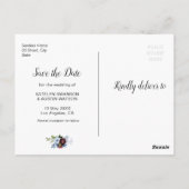 bordeauxblau, blühend Save the Date Postkarte (Rückseite)