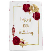 bordeauxfarbene Blume Mittlere Geschenktüte (Vorderseite)