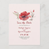 bordeauxfarbene Blume Save the Date Ankündigungspostkarte (Vorderseite)