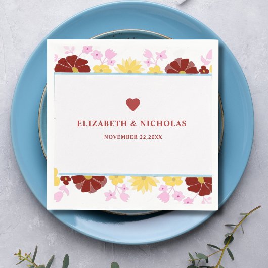 bordeauxfarbene, elegante Hochzeit Serviette