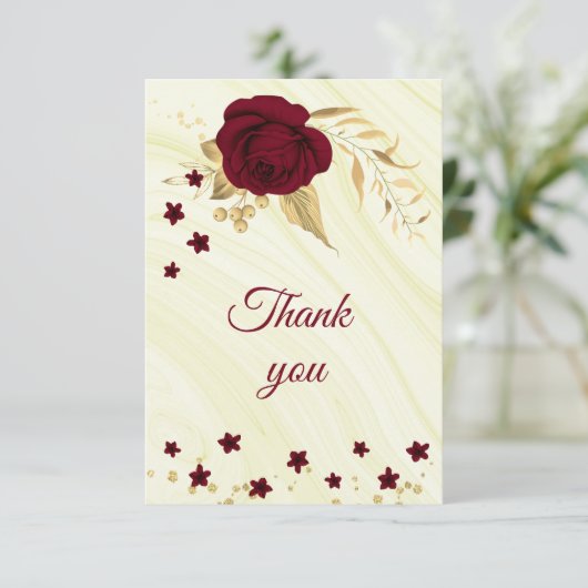 bordeauxfarbener Marmor Dankeskarte (Stehend Vorderseite)