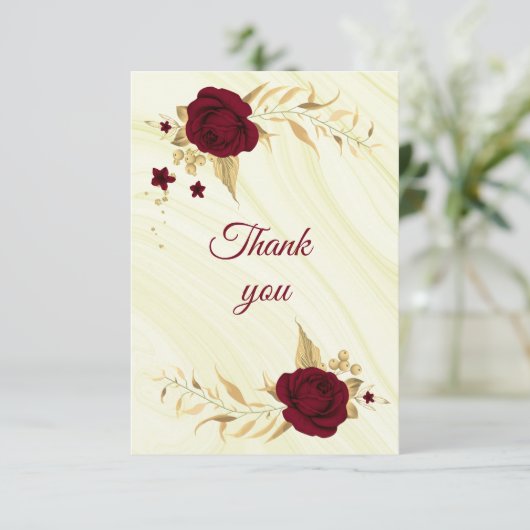 bordeauxfarbener Marmor Dankeskarte (Stehend Vorderseite)