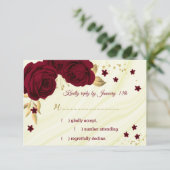 bordeauxfarbener Marmor RSVP Karte (Stehend Vorderseite)