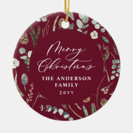 bordeauxfarbenes botanisches Foto Keramik Ornament