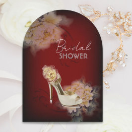 bordeauxfarbenes, modernes Vintages Peony-Brautpar Einladung