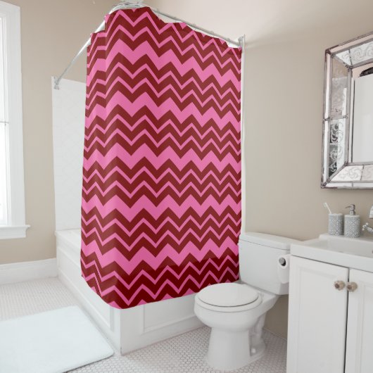 Bordeauxrot Pink Chevron Zickzack-Muster Duschvorhang (Beispiel)
