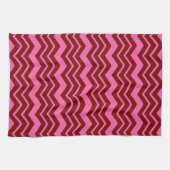 Bordeauxrot Pink Chevron Zickzack-Muster Geschirrtuch (Horizontal)