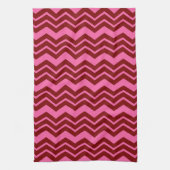 Bordeauxrot Pink Chevron Zickzack-Muster Geschirrtuch (Vertikal)
