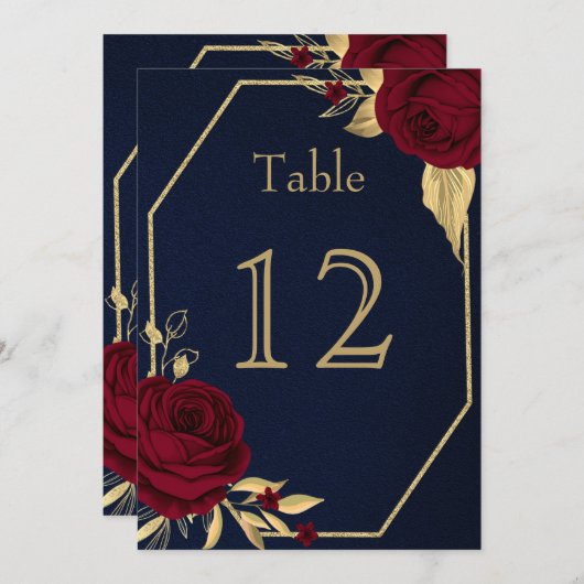 bordeauxrote Blume geometrische Tischnummer der Ma (Vorne/Hinten)