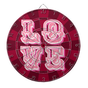 Bordeauxrote und rosa Vintage-LOVE-romantische Ges Dartscheibe
