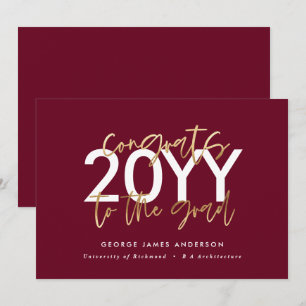 bordeauxroter, moderner Abschluss Einladung