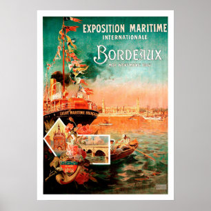 Bordeauxstadthafen, Frankreich, touristisches Poster