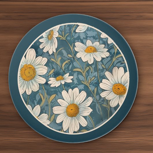 Borded Art Nouveau Shasta Daisy Keramikknauf