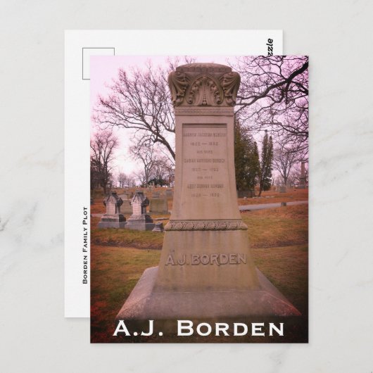 Borden Monument, Fall River, MA - A.J. Borden Postkarte (Vorne/Hinten)
