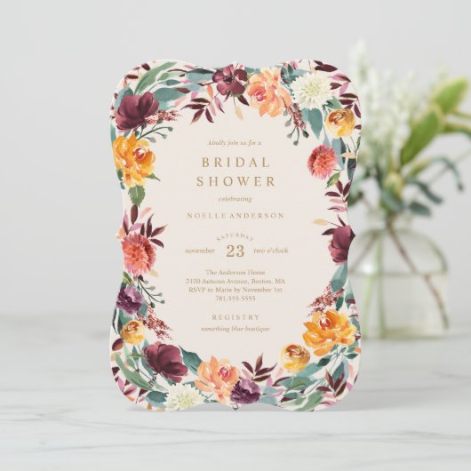 Border Bridal Dusche Einladung (Stehend Vorderseite)