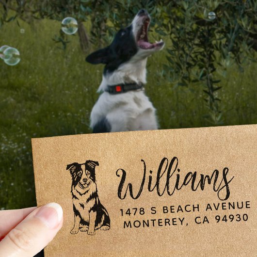 Border Collie Absenderadresse Hundebesitzer Gummistempel