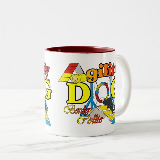 Border Collie Agility Geschenke Zweifarbige Tasse (VorderseiteRechts)