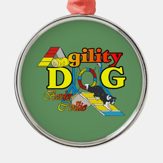 Border Collie Agility Ornament Aus Metall (Vorne)