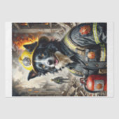 Border Collie als Feuerwehrmann - Seidenpapier (Vorderseite)