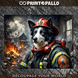 Border Collie als Feuerwehrmann - Seidenpapier