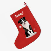 Border-Collie am Weihnachtsnamen kundengerecht Großer Weihnachtsstrumpf (Rückseite (Hängend))