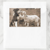 "Border Collie and Lamb"~Aufkleber Rechteckiger Aufkleber (Tasche)