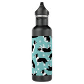 Border Collie and Paw Print Edelstahlflasche (Rechts)