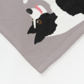 Border Collie and Paw Print Fleece Blanket (Ecke)