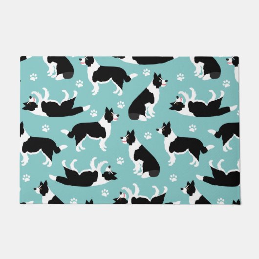 Border Collie and Paw Print Fußmatte (Vorderseite)