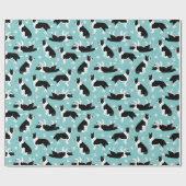 Border Collie and Paw Print Geschenkpapier (Flach)