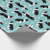 Border Collie and Paw Print Geschenkpapier (Ecke)