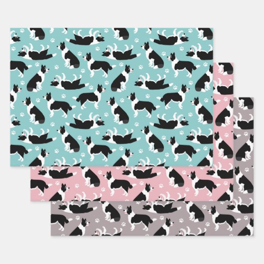 Border Collie and Paw Print Geschenkpapier Set (Set)