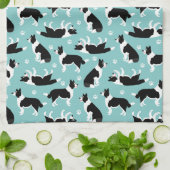 Border Collie and Paw Print Geschirrtuch (Gefaltet)