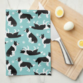 Border Collie and Paw Print Geschirrtuch (Viertel Falte)