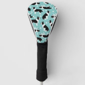 Border Collie and Paw Print Golf Headcover (Vorderseite)