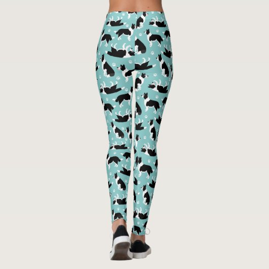 Border Collie and Paw Print Leggings (Rückseite)