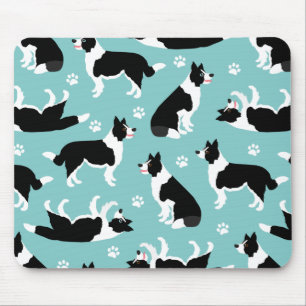 Border Collie and Paw Print Mousepad