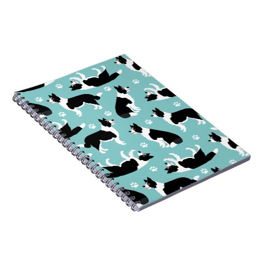 Border Collie and Paw Print Notizblock (Rechte Seite)