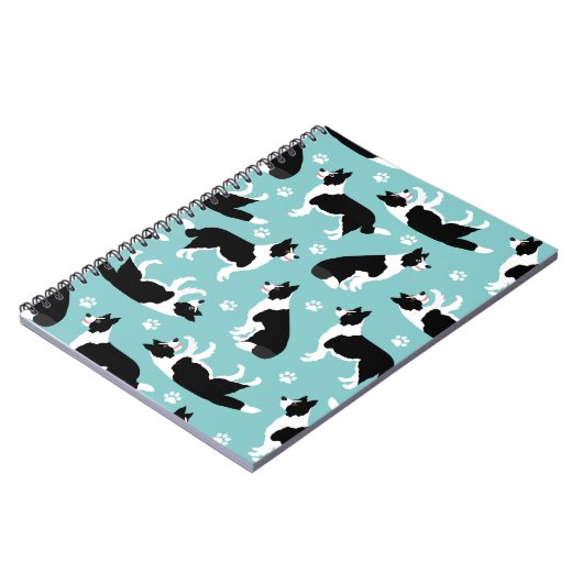 Border Collie and Paw Print Notizblock (Linke Seite)