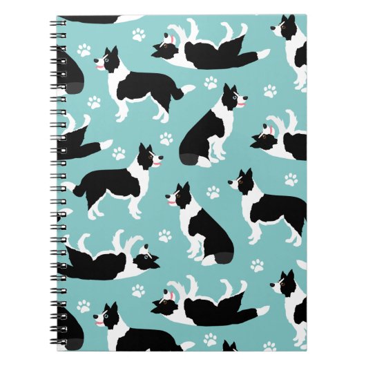 Border Collie and Paw Print Notizblock (Vorderseite)