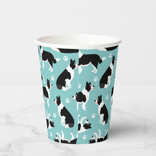 Border Collie and Paw Print Pappbecher (Rechts)