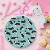 Border Collie and Paw Print Pappteller (Party)