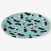 Border Collie and Paw Print Pappteller (Schrägansicht)