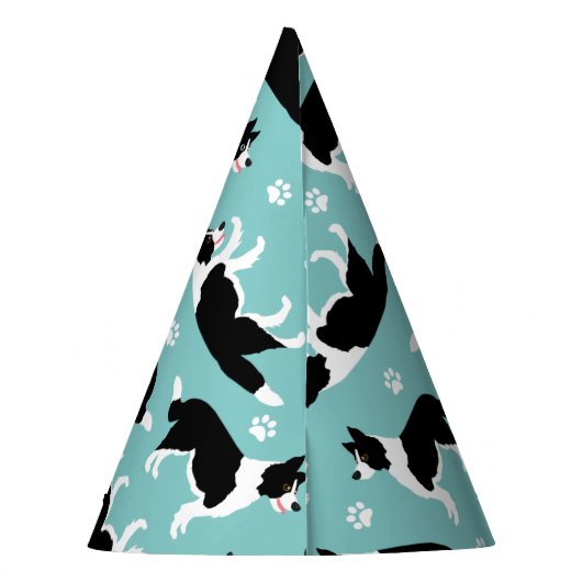 Border Collie and Paw Print Partyhütchen (Rückseite)
