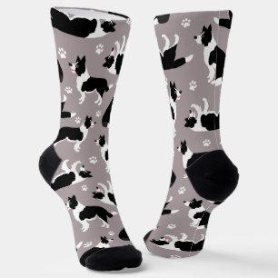 Border Collie and Paw Print Socken