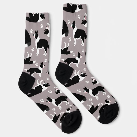 Border Collie and Paw Print Socken (Rechts)