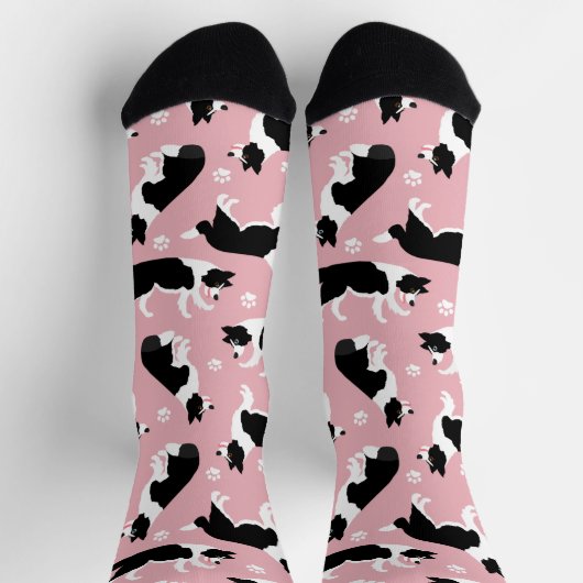 Border Collie and Paw Print Socken (Oben)