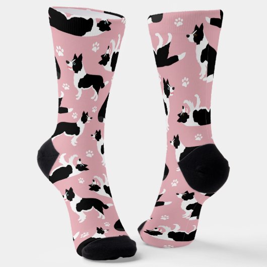 Border Collie and Paw Print Socken (Gewinkelt)
