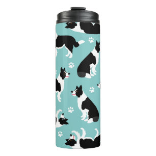 Border Collie and Paw Print Thermosbecher